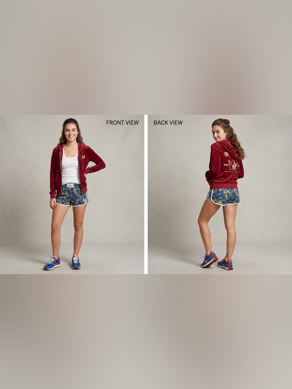 True Religion Women’s Burgundy Zip-Up Hoodie